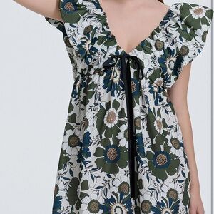 Anthro Inspired Floral Green Minj Dress